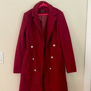 Red classy classy long coat.